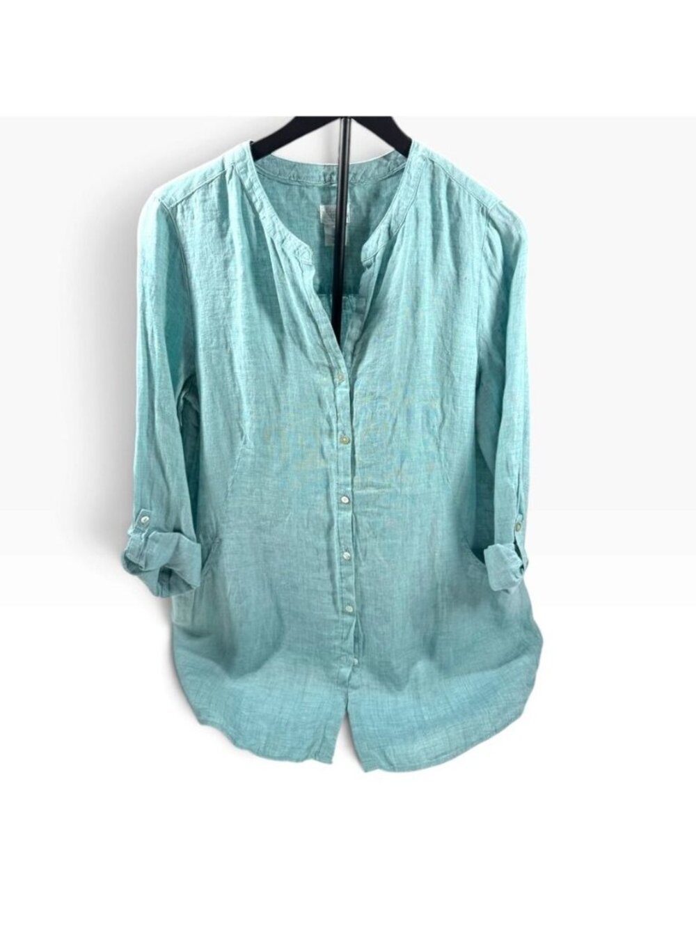 Sigrid Olsen Linen Tunic Turquoise Size Medium